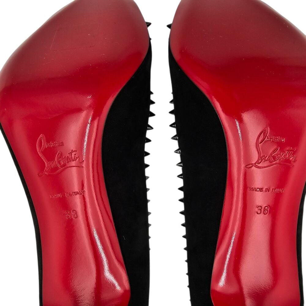 Christian Louboutin Duvette Spikes 85 Heel Pump Black Suede Patent Size 38 US 8 - Picture 14 of 14